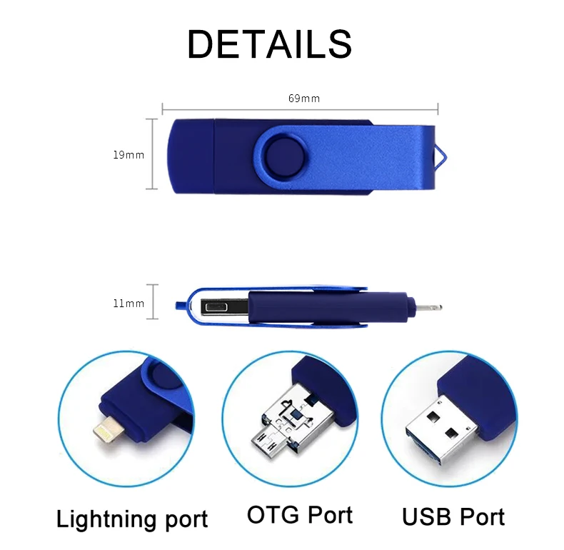 Флеш накопитель Lightning 3 в 1 128 ГБ 64 OTG Micro USB 32 16 4 8 256 ГБ|USB флэш-накопители| |