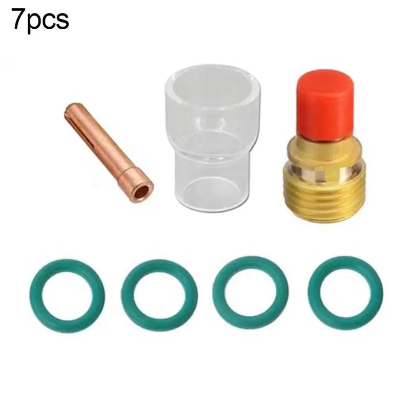 

Сварофонарь TIG, 7 шт., Сварочная цанга, короткая газовая линза, стеклянная чаша, комплект аксессуаров для аргоновой дуговой сварки, гофонарь ...