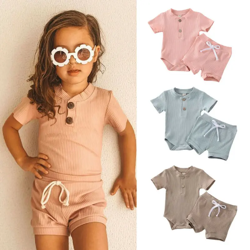 Pelele de 0 a 24 meses para reci&eacute;n nacido, chico ropa para beb&eacute; (ni&ntilde;o o ni&ntilde;a), pantalones cortos, conjunto de trajes de verano-1