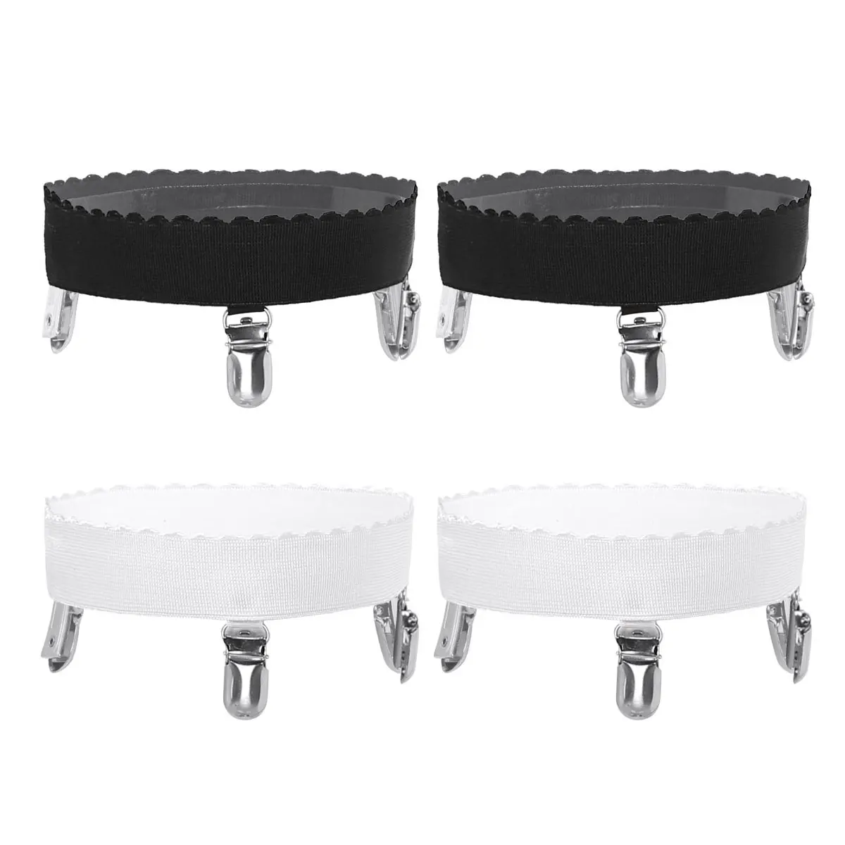 

Women Girls Stocking Holder Strap Anti Slip Thigh High Garter Belt Elastic Fastener Suspender with Metal Clips for Socks Hosiery