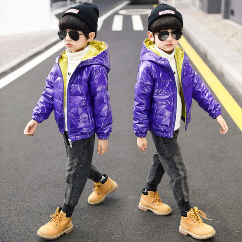 Светильник-пуховик Новинка детское зимнее пальто для мальчиков блестящее