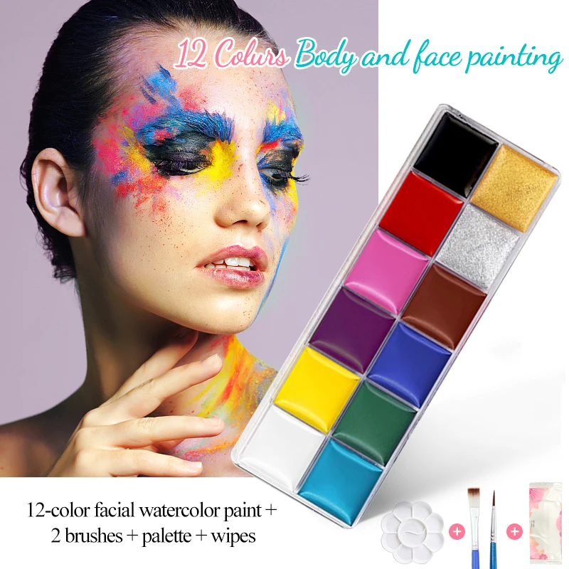 

12 Colors Body Art Oil Painting Face Paint Non Toxic Face Body Art Painting Safe Water Paint Oil Tattoo Body painting Halloween