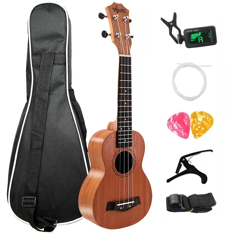Комплект Укулеле сопрано 21 дюйм гавайская мини гитара палисандр 4 струны для
