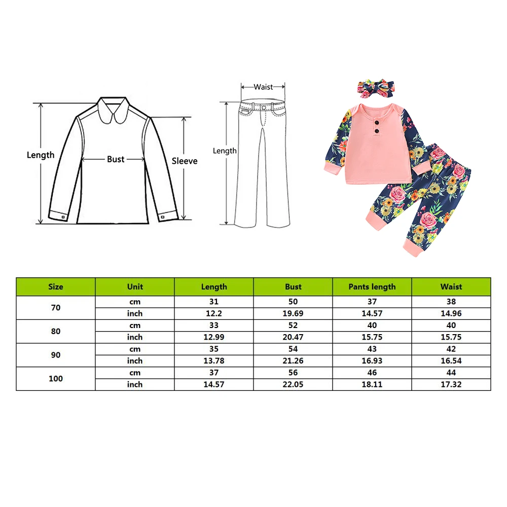 Комплект детской одежды из 3 предметов топ + штаны повязка на голову с цветочным