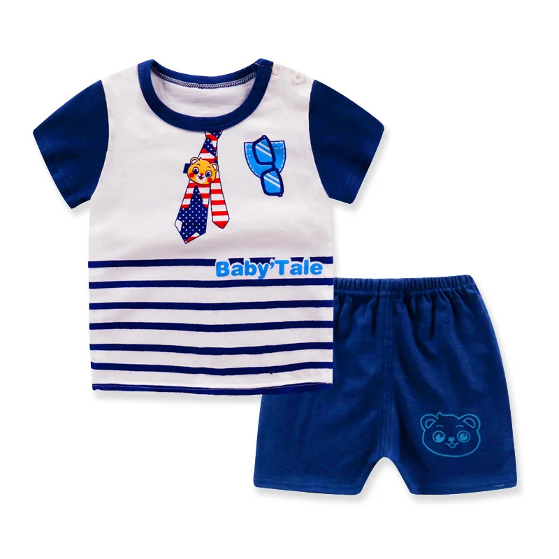 

2pcs/set Children Short Sleeve Suit Summer Kids Clothes Girls Cotton Pullover Baby Boy Breathable Clothes Cartoon Pajamas Pants