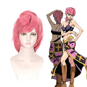 Comic Anime Jojo’s Bizarre Adventure Cosplay Wigs Trish Una Cosplay Wig Synthetic Wig Halloween Pink Hair Cosplay Accessories