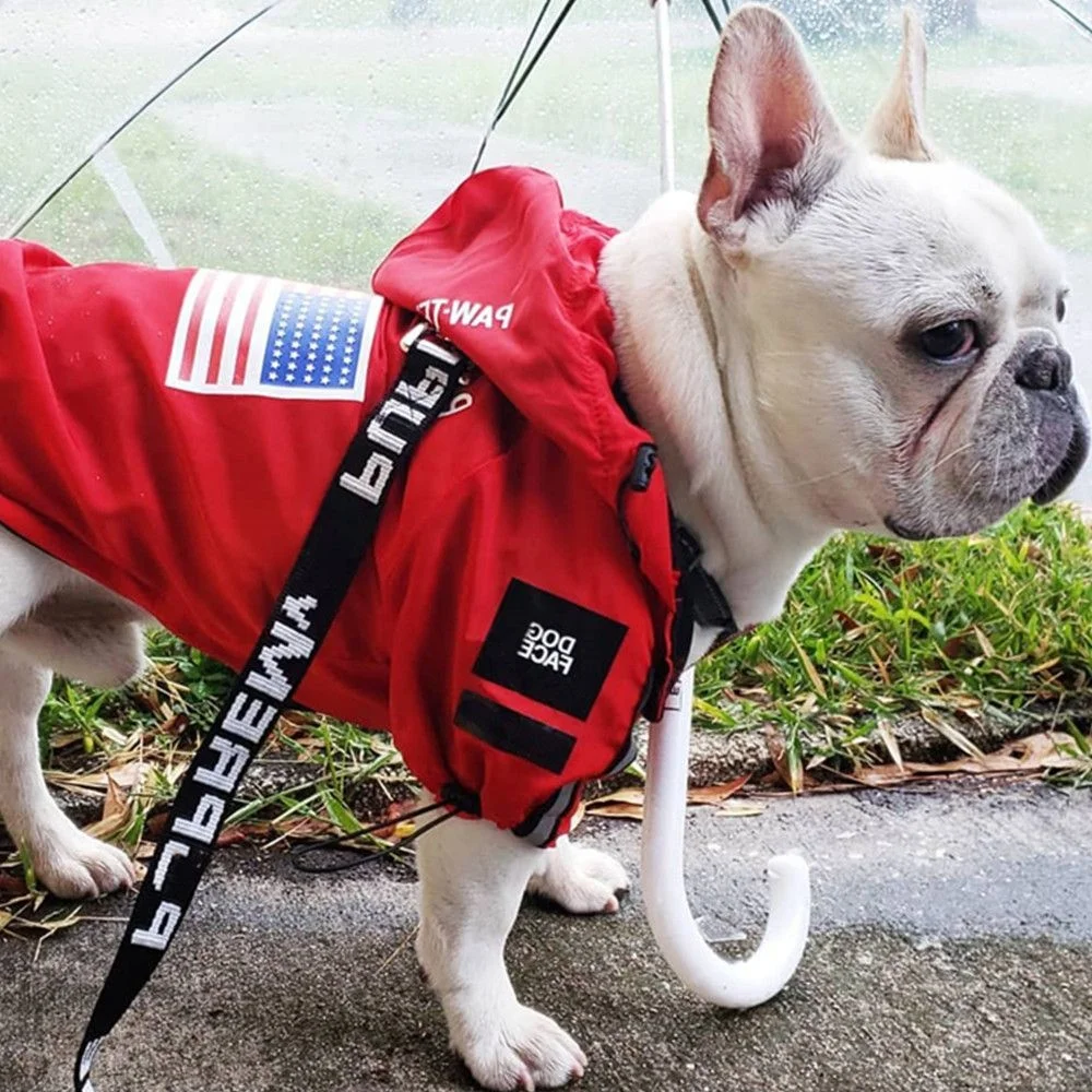 

Pet Clothes Fashion Dog Raincoat Windproof Waterproof Dog Jacket Windbreaker French Bulldog Reflective Coats Large Dogs