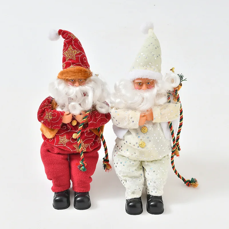 

Бархатная ткань высотой 40 см, сидящая игрушка Санта-Клаус, рождественский подарок для детей, праздничные украшения, праздничные украшения