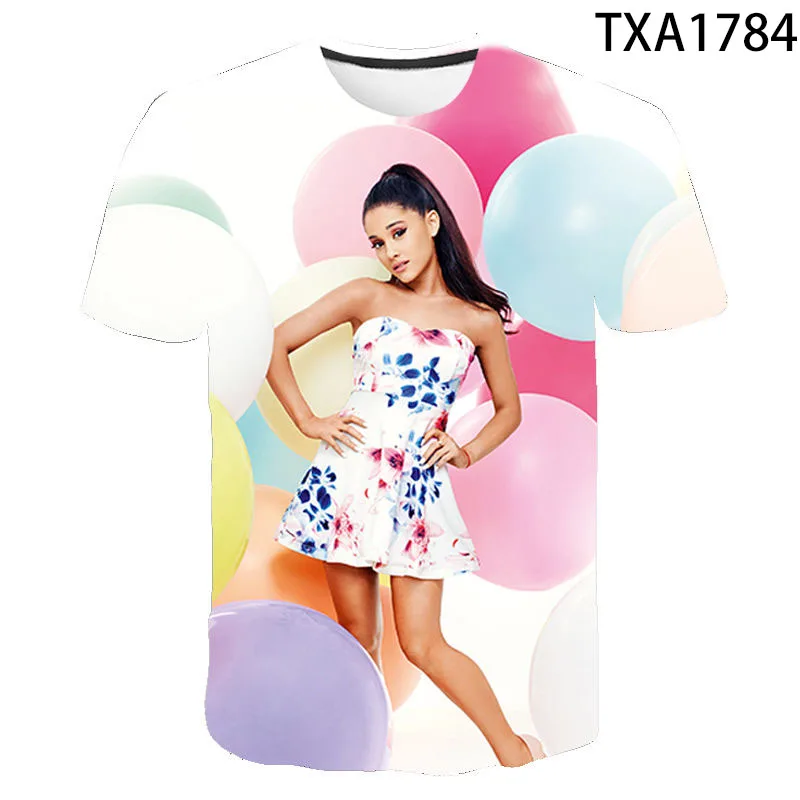 

Футболки Ariana Grande с 3D принтом, модные повседневные крутые Топы с коротким рукавом для мальчиков и девочек, мужские и женские, детские футболк...
