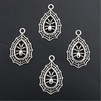 10pcs silver plated teardrop shaped spider web alloy pendant retro necklace bracelet accessories diy charm jewelry crafts making