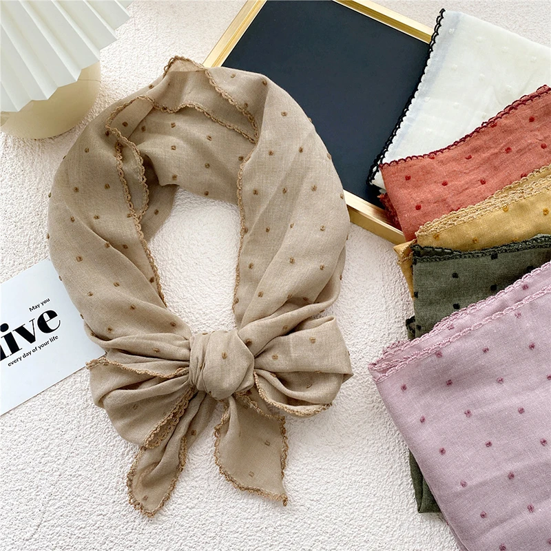 

Korean Version Triangle Scarf Simple All-match Polka Dot Scarf Sweet Small Fresh 1PC Triangle Scarf For Women Girls Wholesale