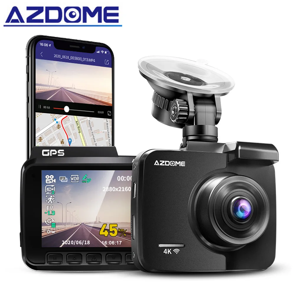 Видеорегистратор AZDOME GS63H два объектива встроенный GPS Wi-Fi FHD 1080P | Автомобили и