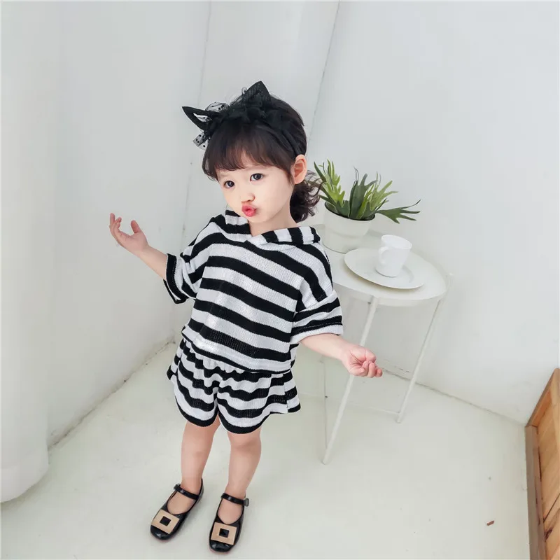 Комплекты одежды для маленьких девочек Повседневная Корейская полосатая