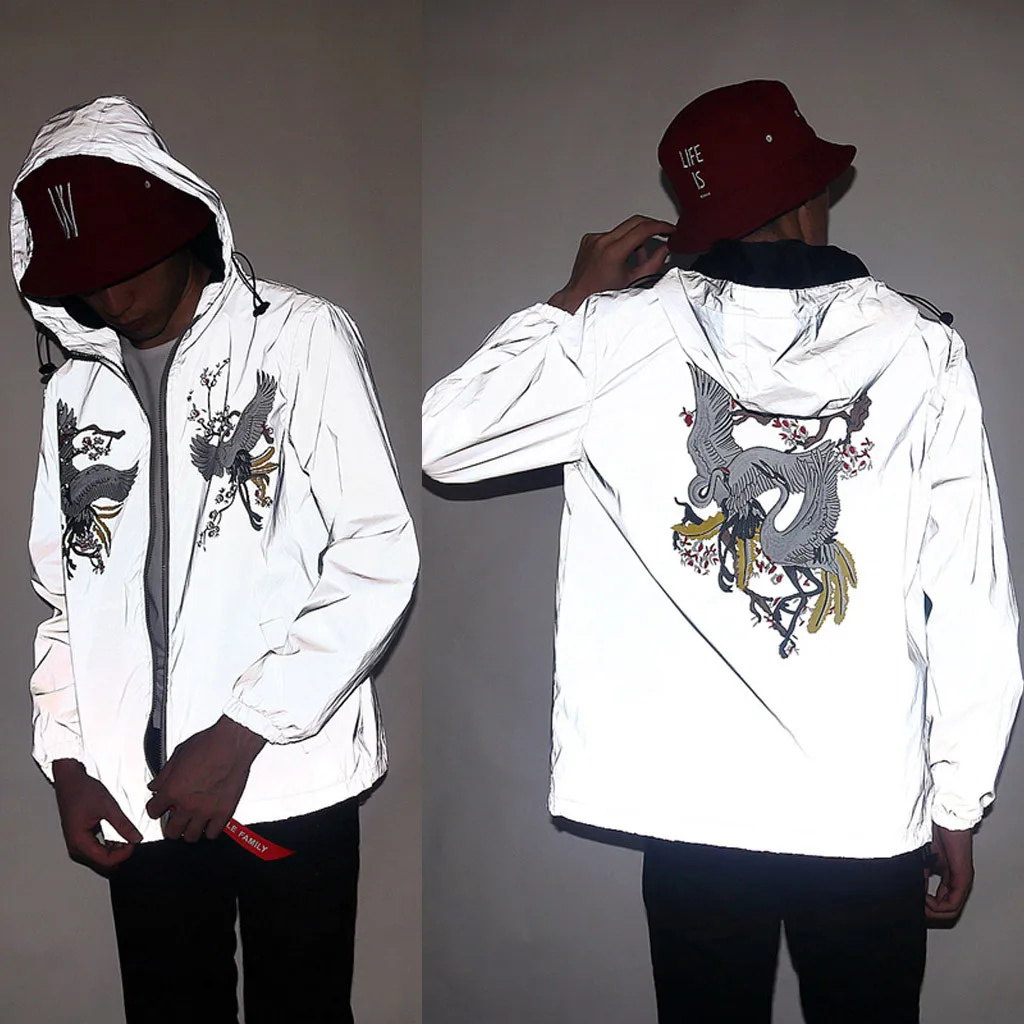 Светоотражающая куртка для мужчин/wo Мужская ветровка в стиле Харадзюку уличная с