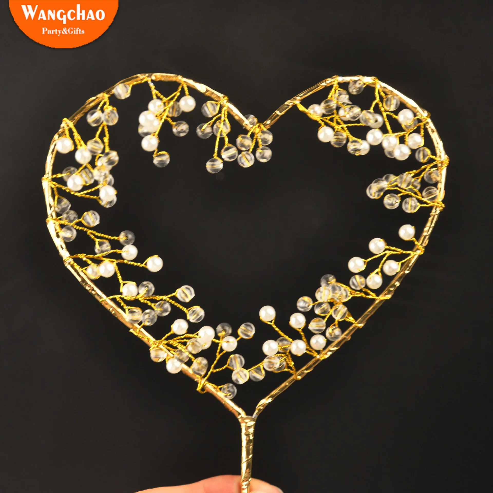 

Iron Pearl Heart Happy Birthday Cake Toppers Girl Friend Favors Wedding Party Decoration Baby Shower Cake Decorating Tool