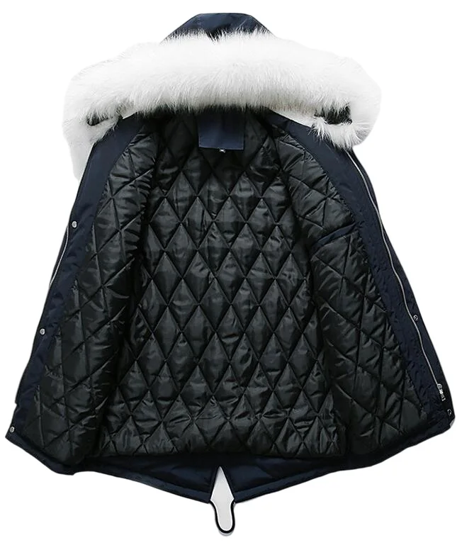 Men Large White Fur Collar Long Parkas Brand Winter Jacket Men Thicken Warm Hooded Collar Jackets  veste homme Male Outwear