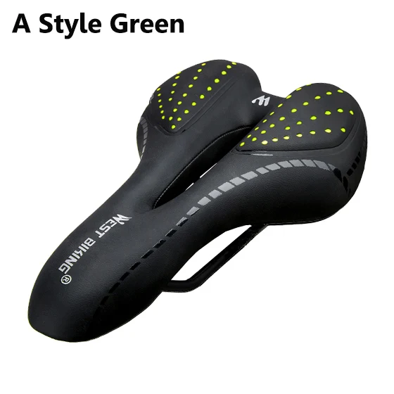 A Style Green WEST BIKING велосипедное седло Удобная подушка MTB Аксессуары для велосипеда дышащее мягкое сиденье противоударное силикагель Полиуретановая подушка - Цвет: A Style Green