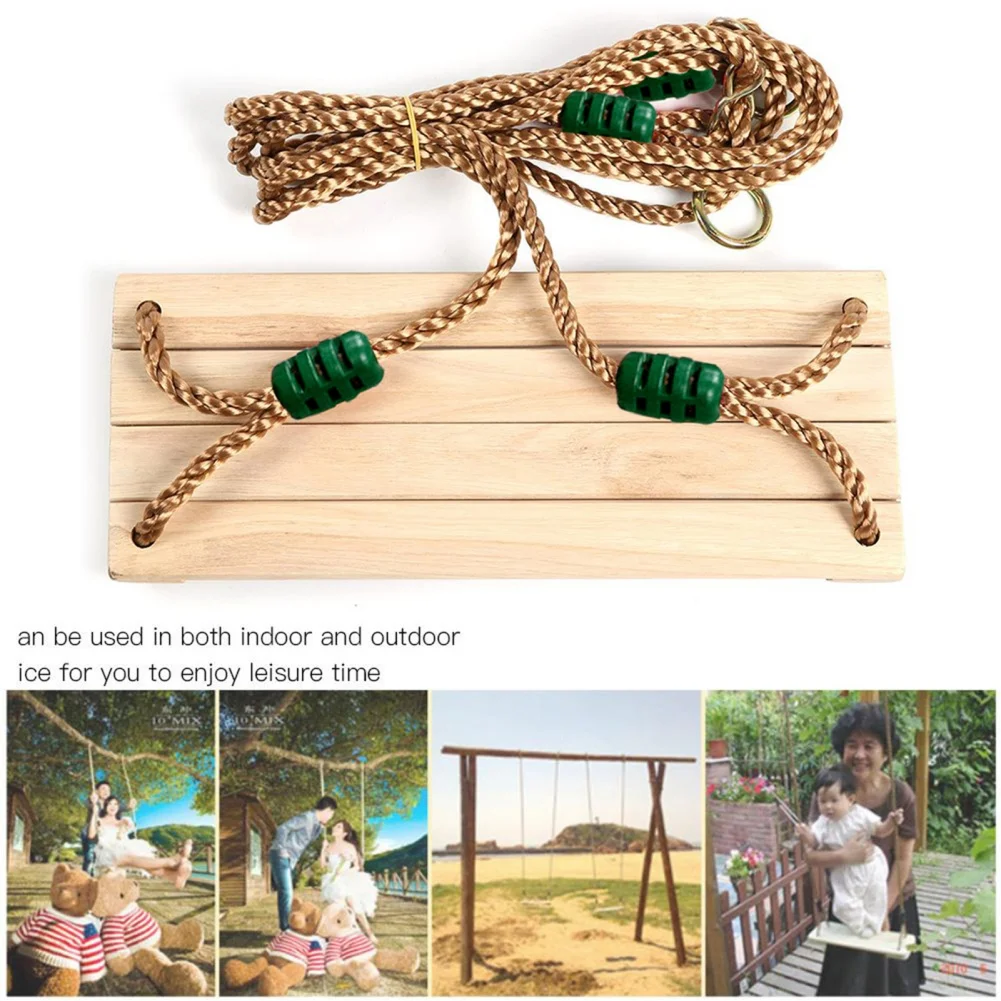 

Adults Children Wood Swing 1.2cm Thick Seat With Adjustable Ropes For Indoor Outdoor Yard Garden Playground Accessories Kids Toy