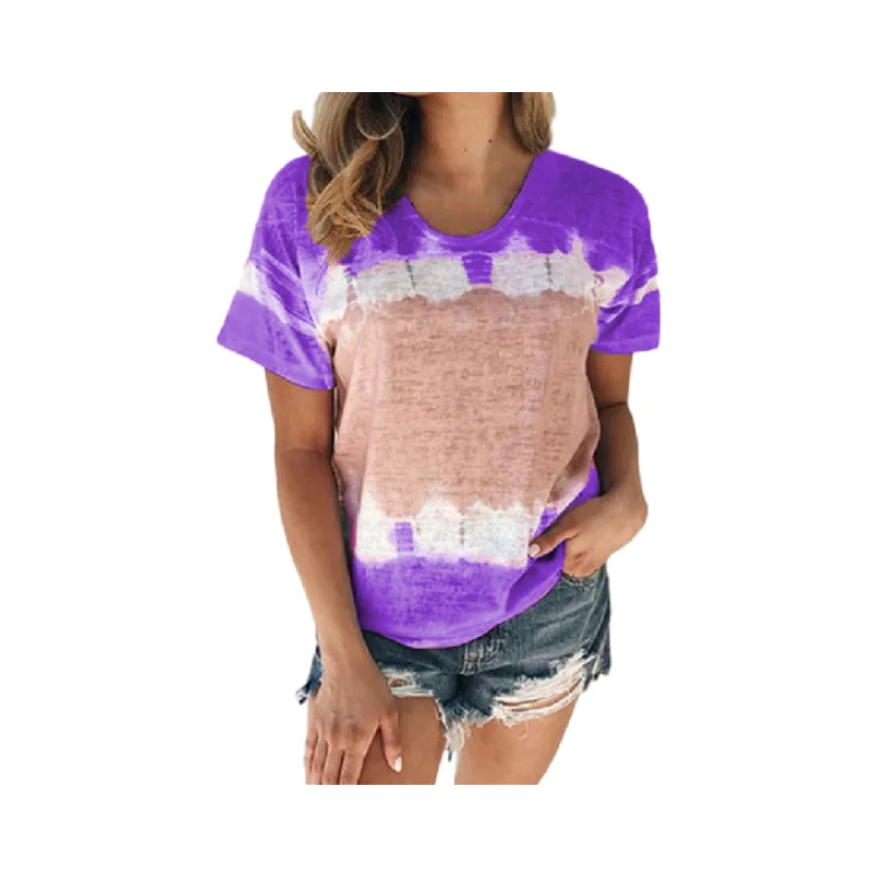 Женские летние свободные топы с круглым вырезом удобные блузки короткими