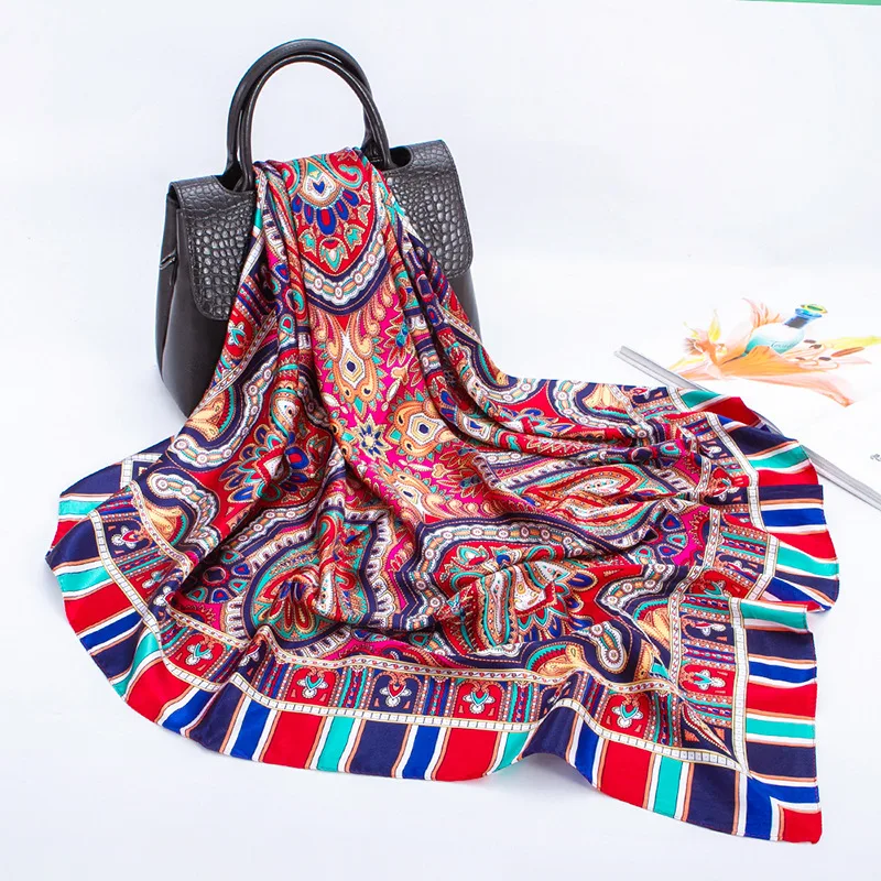 

Silk Scarf Women Shawls Wraps Fashion Small Hair Neck Hijabs Foulard Scarves Female Lady bufanda seda mujer echarpe ete soie