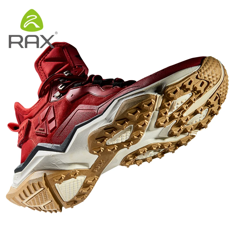 RAX Men's Waterproof Hiking Anti-slip Trekking Multi-terrian Mountaineer Shoes for Winter Breathable Warming of Genuine Leather