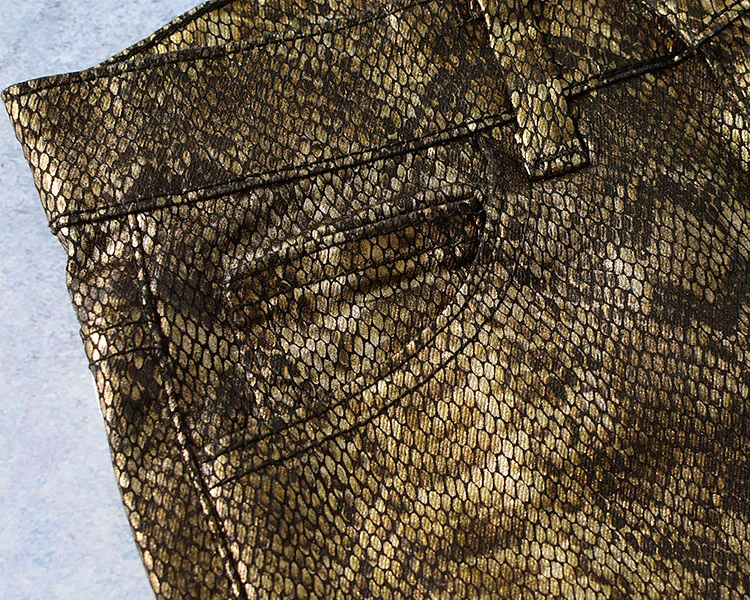 Женские брюки LOGAMI из искусственной кожи пикантные карандаш со змеиным