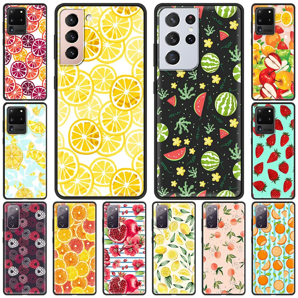 

Soft TPU Case for Samsung Galaxy S21 S20 Ultra S20 FE S10 Lite S10E S9 S8 Plus 5G Luxury Phone Shell Coque Cartoon Fruit