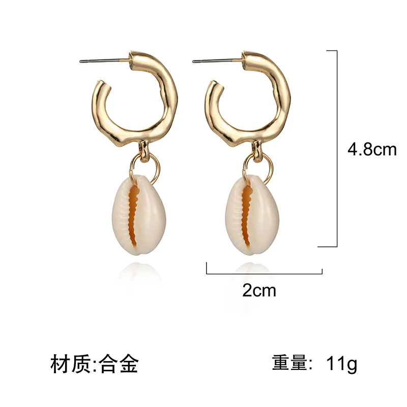 Корейские массивные серьги в форме буквы C из Золотого Металла модные уникальные