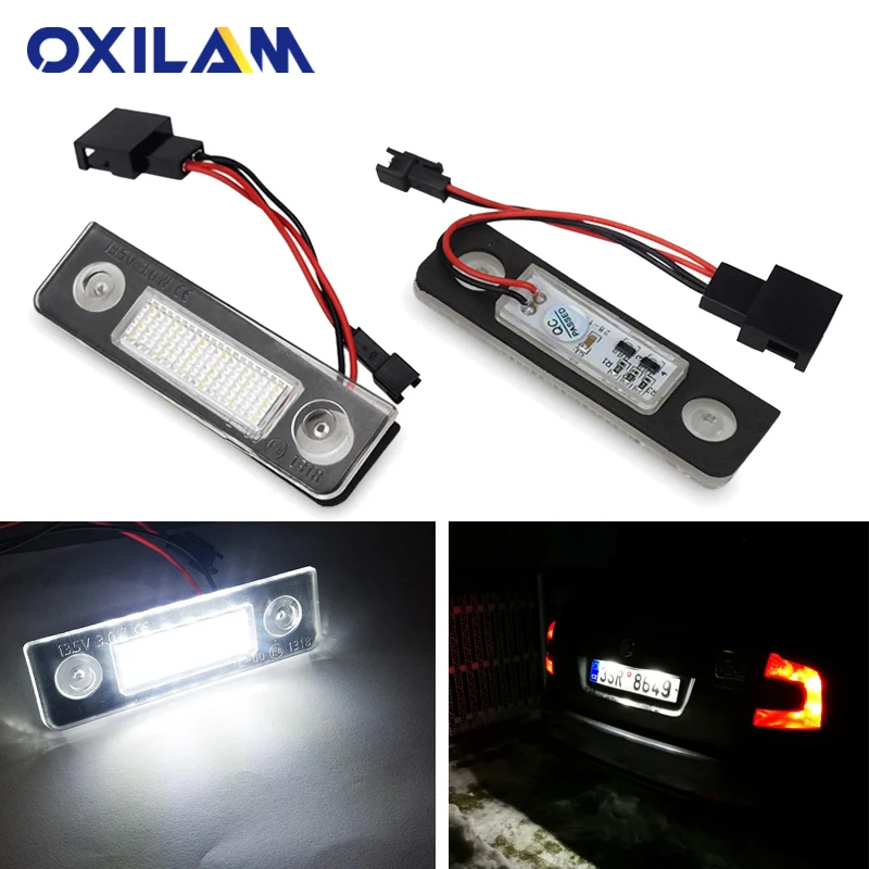 

2Pcs Canbus Error Free Car LED License Number Plate Lights For Skoda Octavia 1Z Roomster 5J Signal Lamp Accessories White