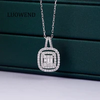 luowend 100 18k white gold necklace natural diamond engagement necklace birthday gift fashion halo design pendant for women