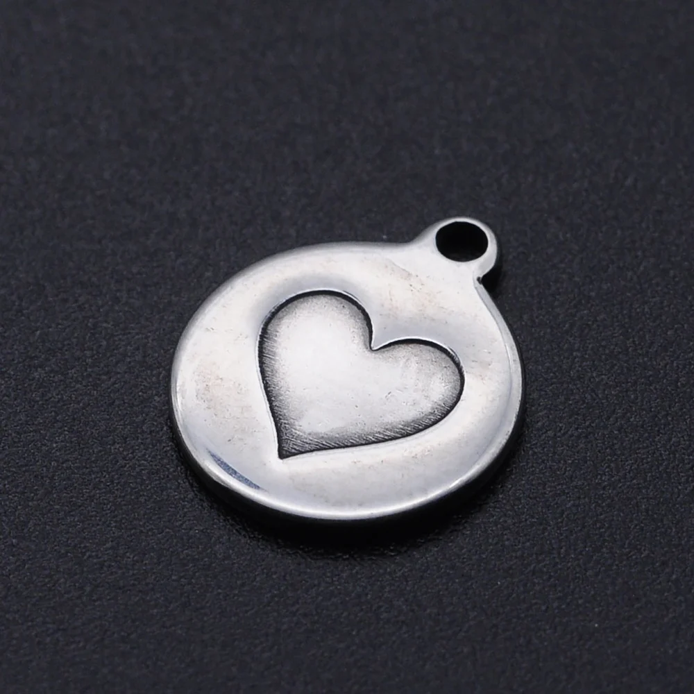 5 шт./лот 100% нержавеющая сталь Сердце DIY Шарм кулон оптовая продажа браслет делая