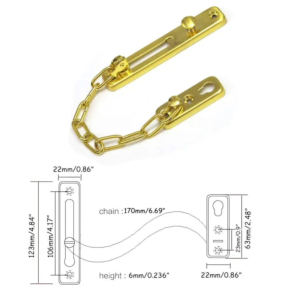 DIY бытовые инструменты Золотая и серебряная цепь дверная защита с пружинным