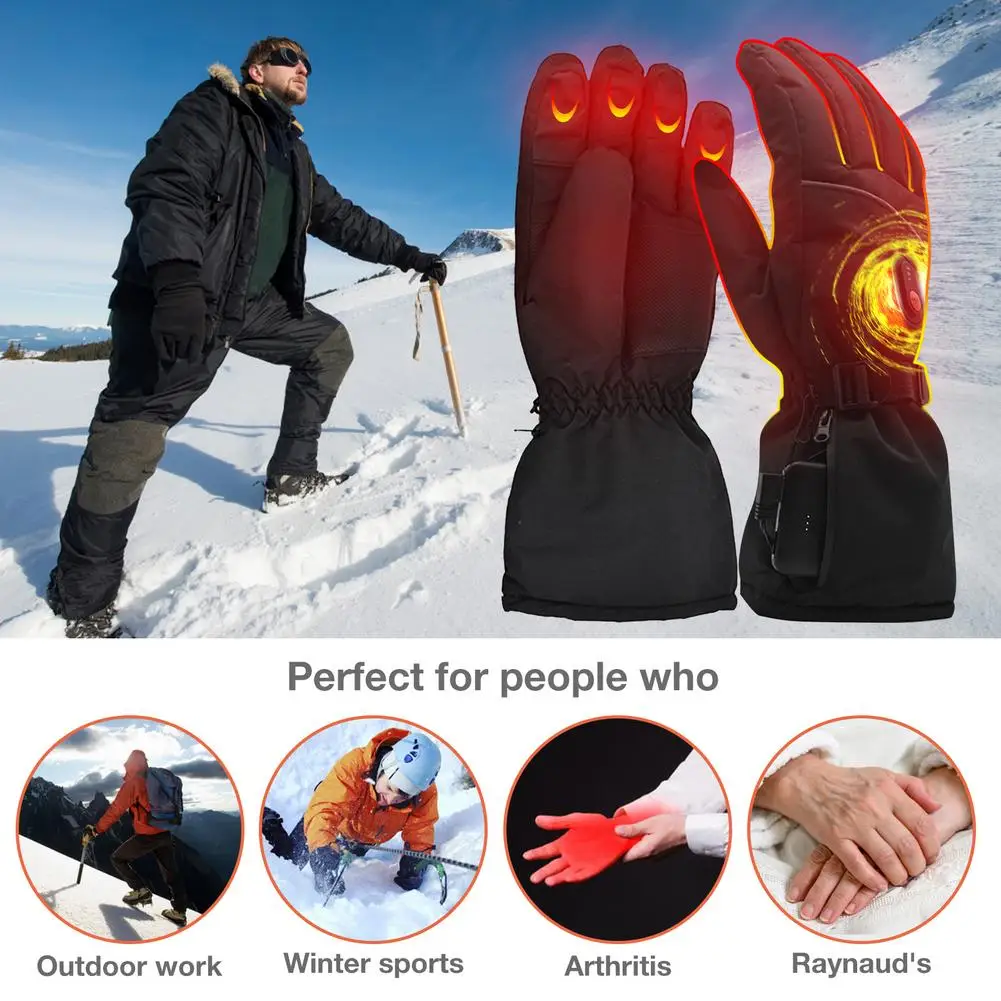 

Unisex Electric Heated Glove Waterproof Moto Touch Screen Battery Powered Thermal Winter Motorcycle Racing Fishing Skiing Gloves
