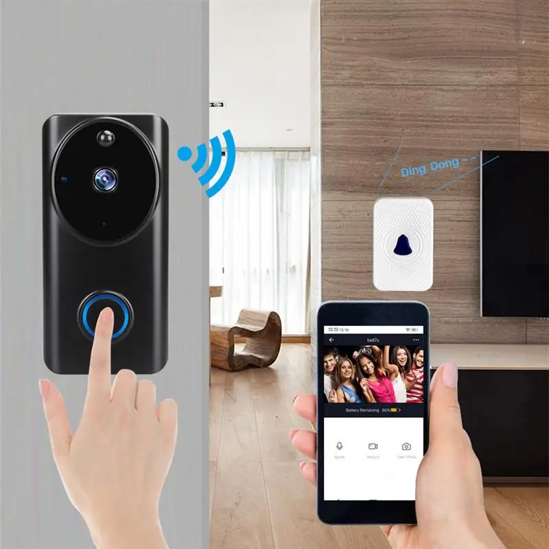 Visual Doorbell WiFi Wireless Smart Door Bell Phone Remote Video Home Alarm Chime 2021 New Arrivals | Обустройство дома