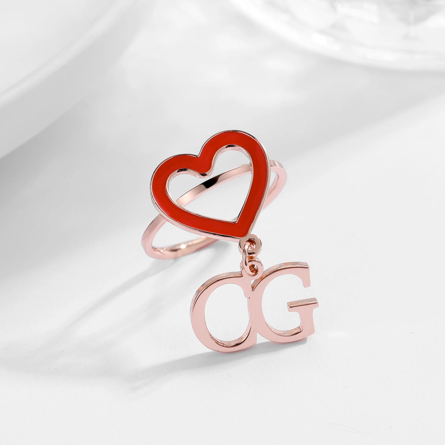 

Custom 26 Initials Letter Heart Ring Personalized Names Cutomized Ring Jewelry Valentine's Day Mother's Day For Wife,Mom Gifts