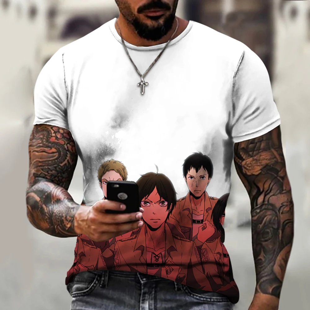 

Футболки мужские, летние, дышащие, в стиле аниме «Атака Титанов», для влюбленных, пар, в готическом стиле, мягкие