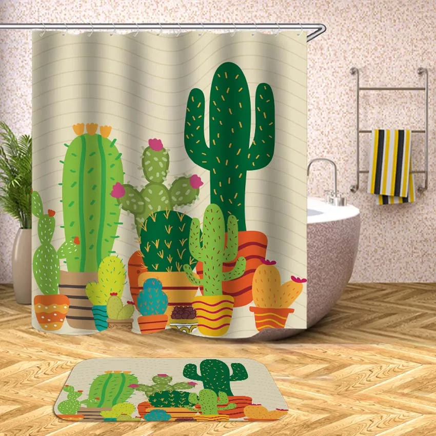 Мультяшная душевая занавеска Boy Girl Plant водонепроницаемые шторы для ванны ванной