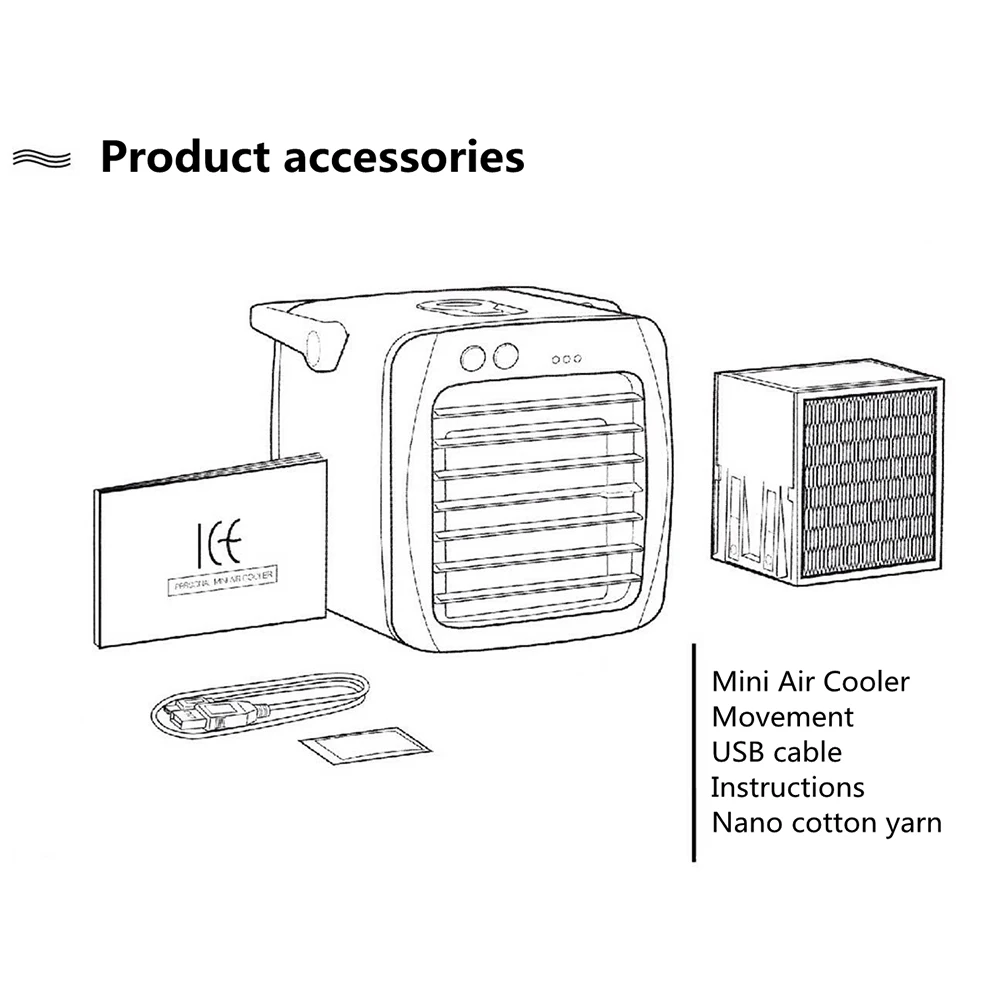 

Portable Air Cooler Mini USB Air Conditioner 3 Speeds Adjustable Outlet Desktop Air Cooling Fan for Home Office Car