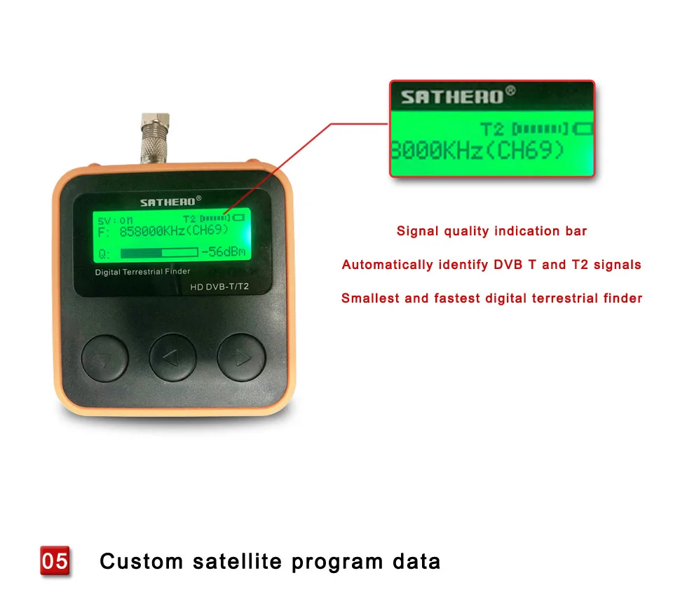 Sathero SH-110HD DVB-T DVB-T2 ТВ сигнальный Тестер Карманный наземного сигнала цифровой dvb T2 Finder метр ЖК-экран dvbt2 sat finder за цифровое тв приставка