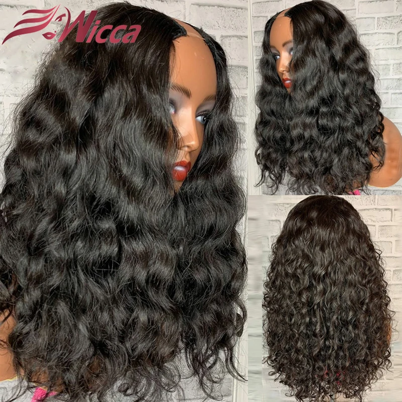 Natural Color Curly U Part Wig  Brazilian Curly Human Hair U Part Wigs 180 Density Wig for  Women Glueless Full Machine Wig