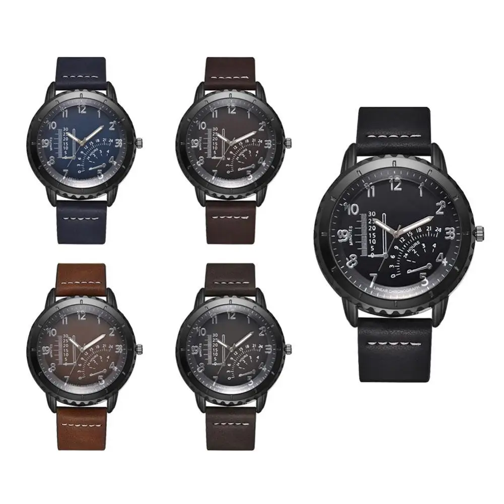 

2020 Men Leather Band Watch Male Quartz Retro Korean Fashion Wrist Watches Gift Relogio Masculino