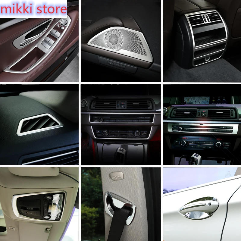

Car Inner Door Audio Speaker Gearshift Panel Door Armrest Reading Light Cover Trim Sticker For BMW F10 F18 2011- Accessories