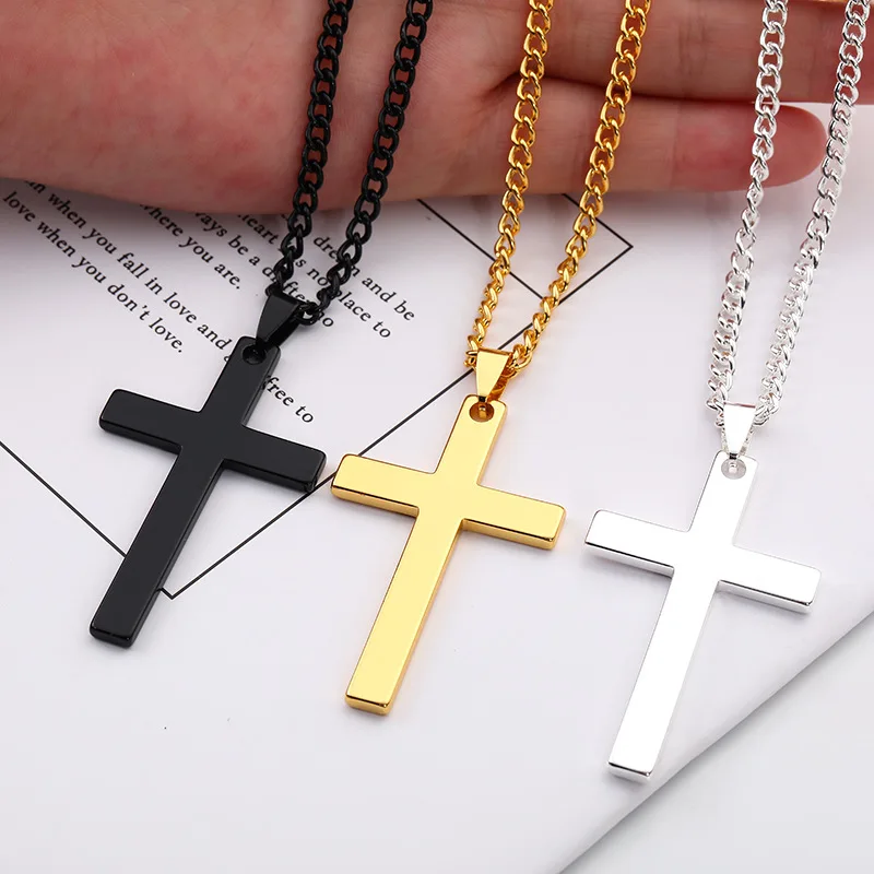 

European And American Cross-border New Stainless Steel Cross Men's Necklace, Titanium Steel Pendant, Jewelry Item