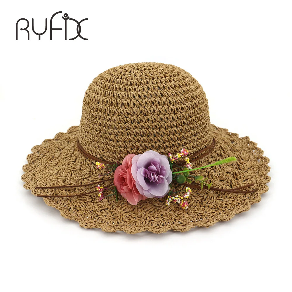 

Соломенная шляпа ручной работы, с цветочным узором, кружевная, для лета, HA50