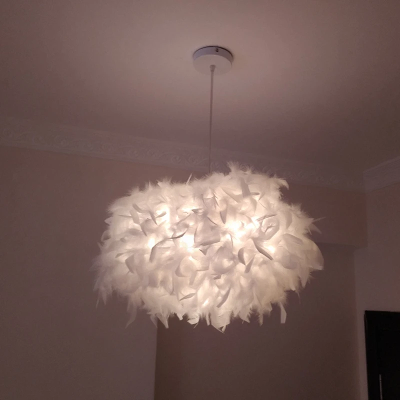 Современная роскошная Потолочная люстра с перьями романтическая подвесная