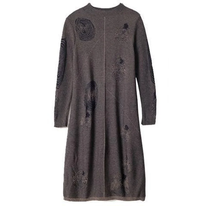 

Printed Knitted Sweater Dress Women Clothing 2021 Autumn Winter New Fashion Turtleneck Long Sleeve Pullover High Quality X358
