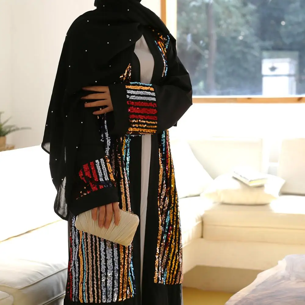 Кимоно с разноцветными блестками в стиле Дубай одежда для загара кардиган абайя