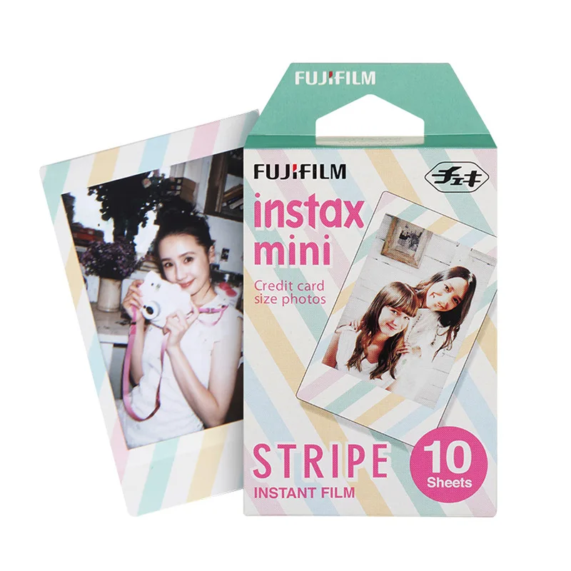 10 листов fuji fujifilm instax mini Color edge fims для instant camera mini 7s 25 50s 8 90 фотобумага - Цвет: Stripe