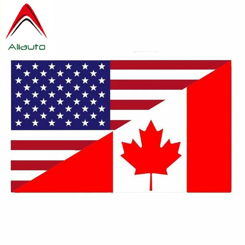 

Aliauto Funny Car Sticker Motorcycle Flag Usa Canada Styling Waterproof Sunscreen Anti-UV Reflective Decal,13cm*8cm