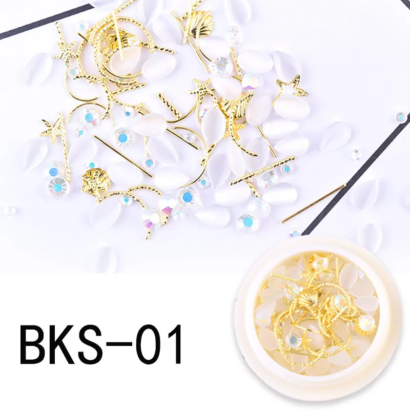 BKS-01 RWTT украшения ногтей золотые наклейки для ногтей Звезда Луна Стразы для ногтей Смешанные 3D Стразы Аксессуары для маникюра - Цвет: BKS-01